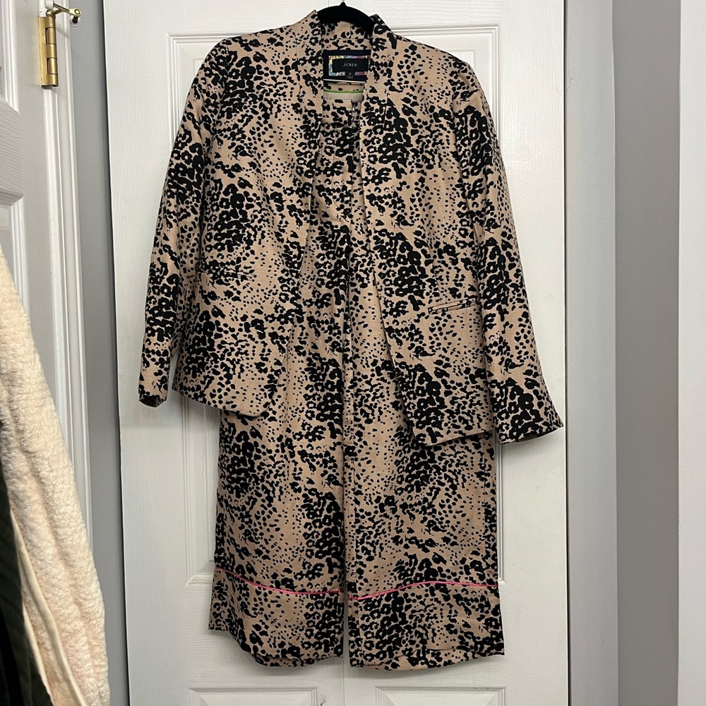 J. Crew Black and Tan Leopard Linen Suit Set
